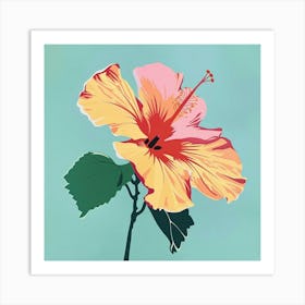 Hibiscus 4 Square Flower Illustration Art Print