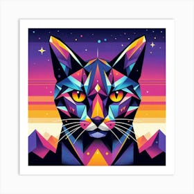 Opal Low Poly Cat Art Print