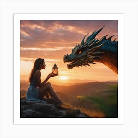 Girl With A Dragon Art Print