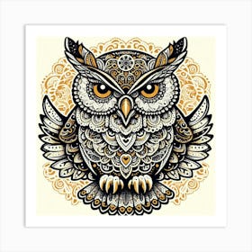 Illustration lace owl 1 Art Print