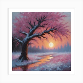 Tree In Pink Nature Art Print