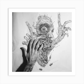 Zombie Hand Drawing Art Print