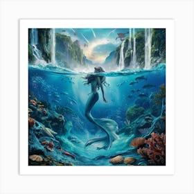 Mermaid Blue Water Art Print