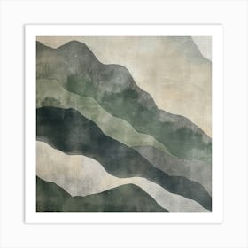 Japanese Watercolour Of Mount Daisen 4 Art Print