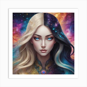 Two Girls In Space Art Print