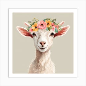 Floral Baby Goat Nursery Illustration (22) Art Print