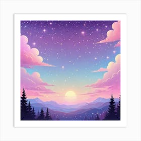 Sky With Twinkling Stars In Pastel Colors Square Composition 273 Art Print