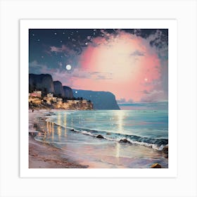 Whispers of Pink Sands and Moonlight Art Print