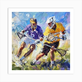 Two Lacrosse Players In Action 6 Art Print