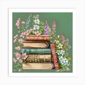 Wildflower Antique Books And Flowers 7 Art Print