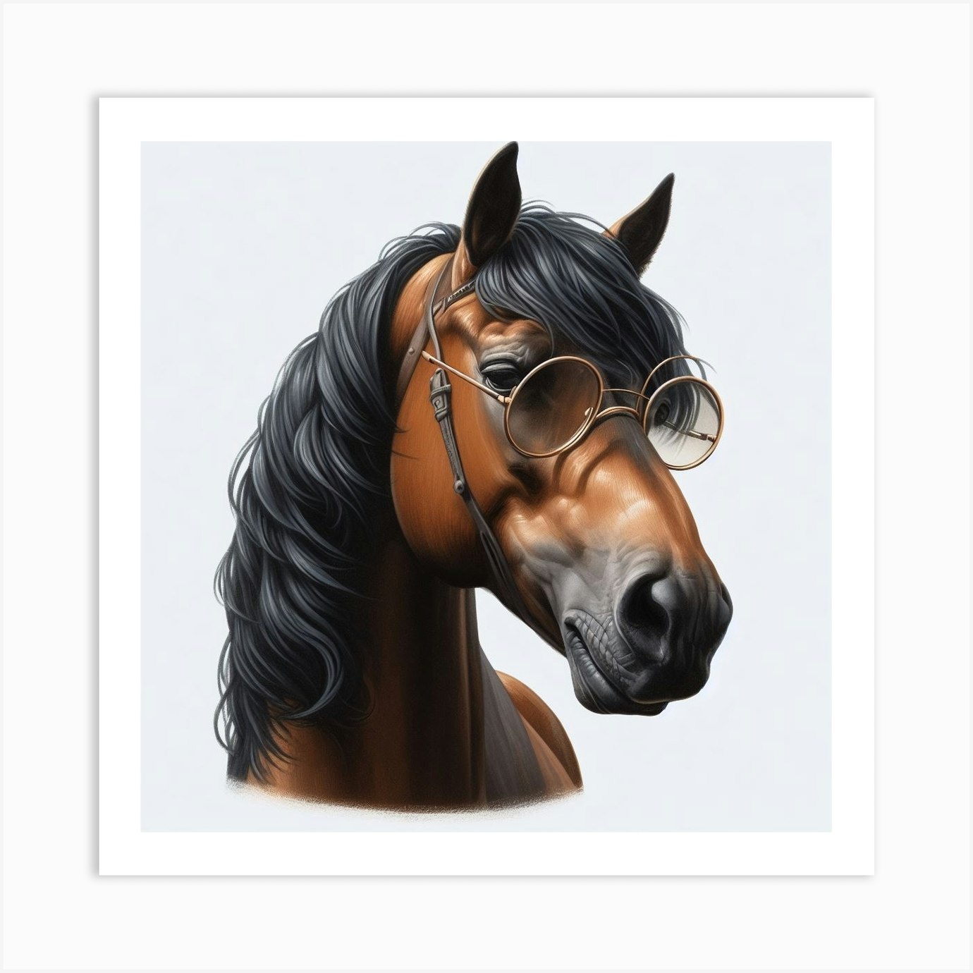 Horse With Glasses 4 Art Print