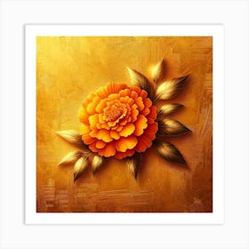 Abstract Golden Carnation Flower Art Print