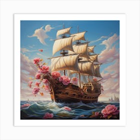 Roses On A Ship Art Print