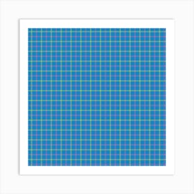 Blue And Green Checkered Fabric Art Print