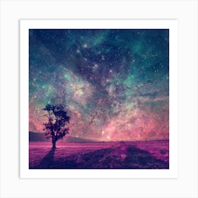 Landscape Nature Abstract Galaxy Nature Tree Art Print