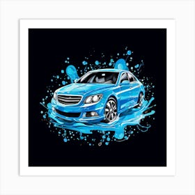 Logo Vector Car Wash Clean Soap Bubbles Water Splash Detailing Automotive Foam Service Art Print