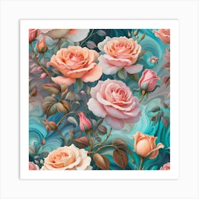 Roses in Full Bloom Art Print