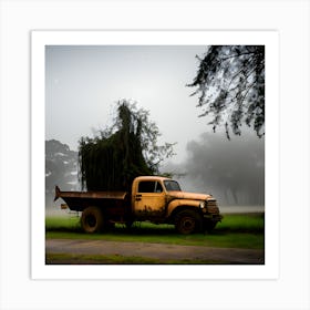 Old Truck In The Fog 4 Art Print