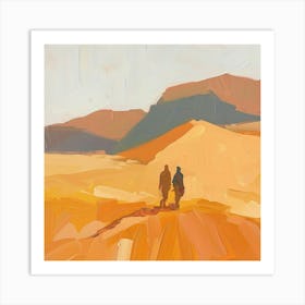 Two People Walking In The Desert Art Print