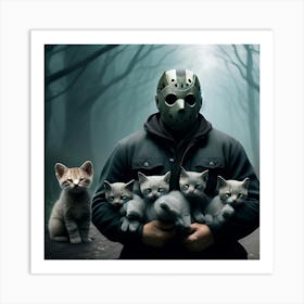 Jason Voorhees with Kittens Art Print