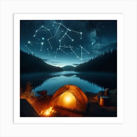 Campfire With Constellations 3 Art Print