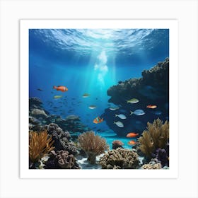 An Underwater Seascape Image Capturing The Beauty Of The Ocean Depths 3 Art Print