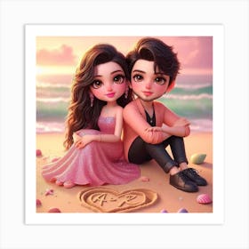 Couple On The Beach 5 Art Print