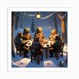 Bears At The Table Art Print