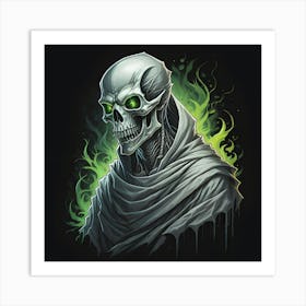 Skeleton With Green Eyes Art Print