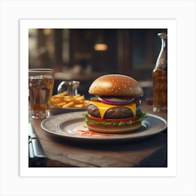 Hamburger On A Plate 156 Art Print