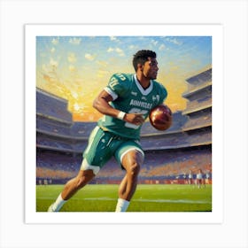 All Eyes on Victory Football Player in Motion Art Print