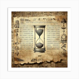 Hourglass On Old Paper Art Print