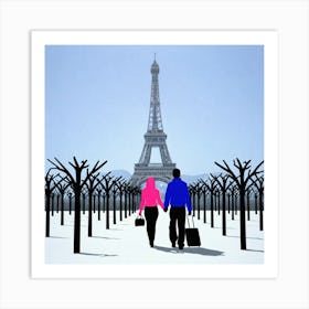 Couple Walking In Paris 1 Art Print