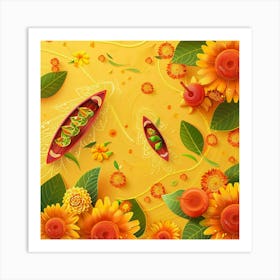 Onam Inspired Banner Texture With Rangoli Design Art Print