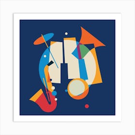 Jazz Musical Instruments 4 Square Art Print