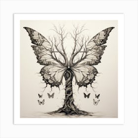 Davin7800 Tree Transforming Into A Butterfly Line Drawing 9b52882a 8ca1 41af 8016 4dcc5b77eb3f Art Print