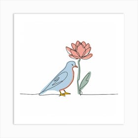 Dove With Flower Art Print