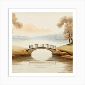 Bridge Over The Water beige Art Print