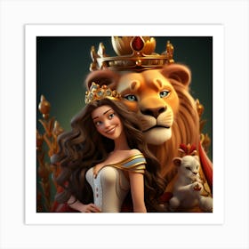 Lion And The Princess Art Print