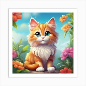 Cat In The Garden Art Print