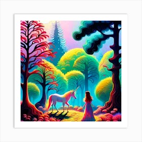 Unicorn In The Forest Art Print