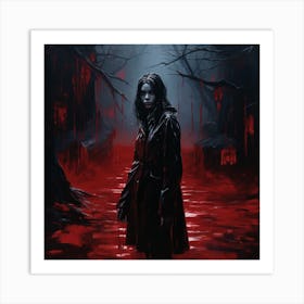 Girl With Blood On Her Face Art Print