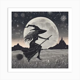 Moonlit flight Art Print