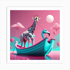 Giraffe In Candyfloss Land Art Print