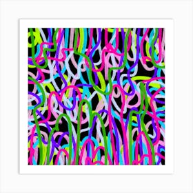 Abstract Scribble on Black Art Print