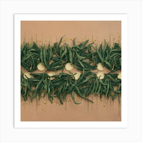 Green Leaves On A Table Art Print