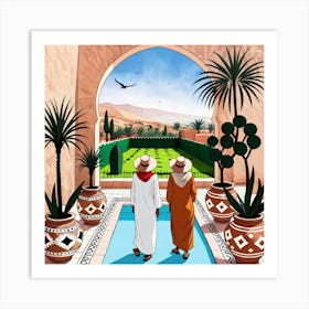 Two Men In Arabic Art Print