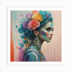 Girl With Flowers 8 Art Print