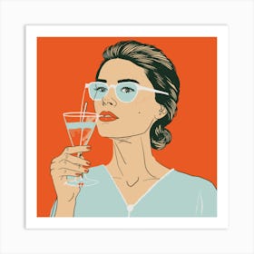 A Woman Drinking A Paloma Cocktail Illustration Art Print