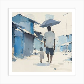 Child With An Umbrella Art Print